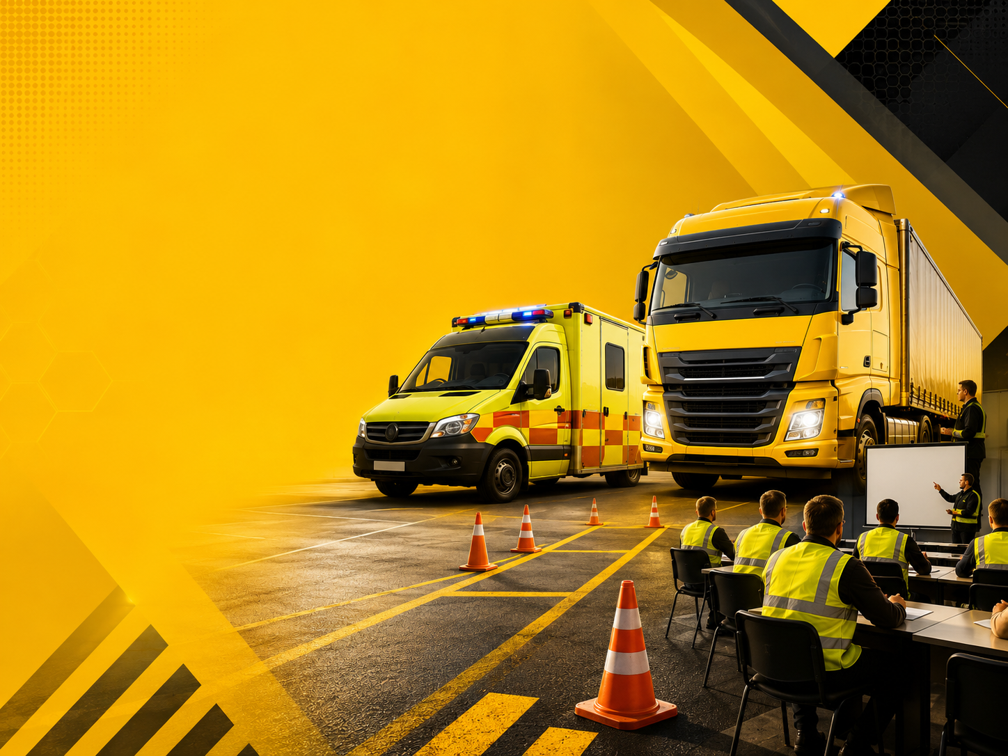 Treinamento profissional para condutores com veículos de carga e emergência